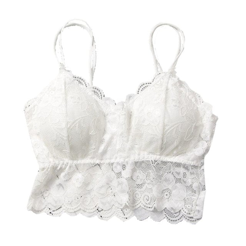 Boho Beach Hut Camis, Bras, Bralette Lace Tank Top Bralettes White / One Size