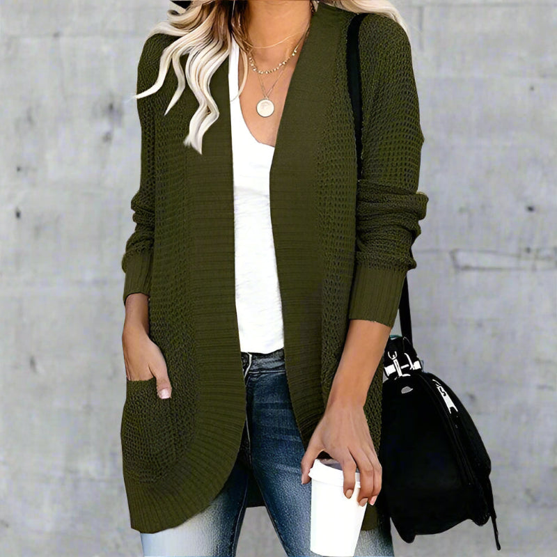 Boho Beach Hut Cardigans, Sweaters Loose Fit Long Sleeve Knitted Cardigan Green / S