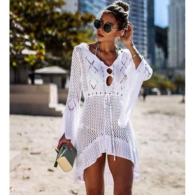 Crochet Knit Bikini Cover Up Boho Beach Hut