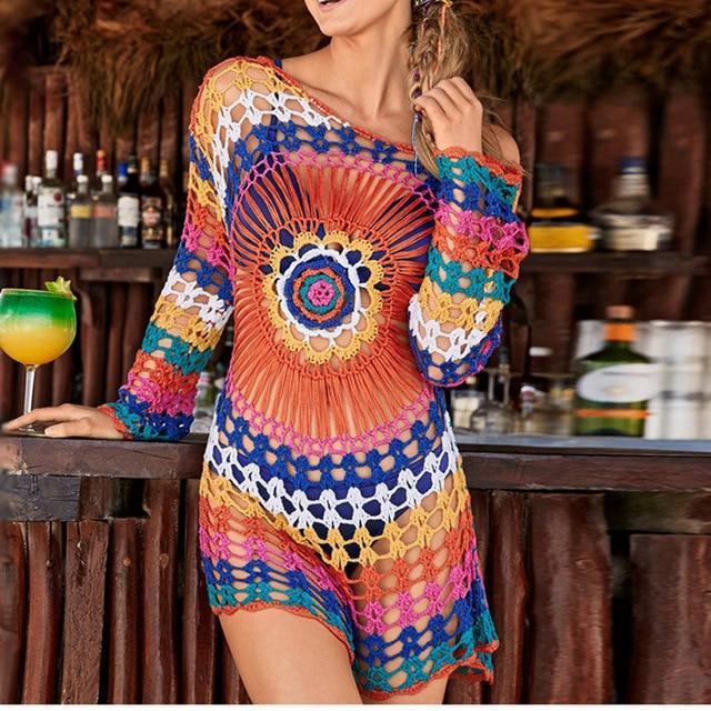 Boho Hippie Crochet Cover Up Beach Cover Up Boho Beach Hut