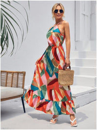 Boho Beach Hut Dresses, Maxi Dress,, Long Dress, Summer Dress, Church Dress, Long Dress, Beach Dress, Beach Dress, Boho Dress Colorful Boho Summer Halter Maxi Dress
