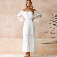 Boho Beach Hut Dresses, Maxi Dress, White Beach Dress Boho Sexy Lace Beach Maxi Long Dress