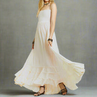 Boho Beach Hut Dresses, Maxi Dresses, Summer Dresses, Beach Dresses Hippie Backless Halter Dress Off White / S