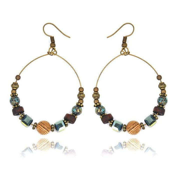 Boho Beach Hut Earrings Boho Drop Hoop Earrings Gold / One Size