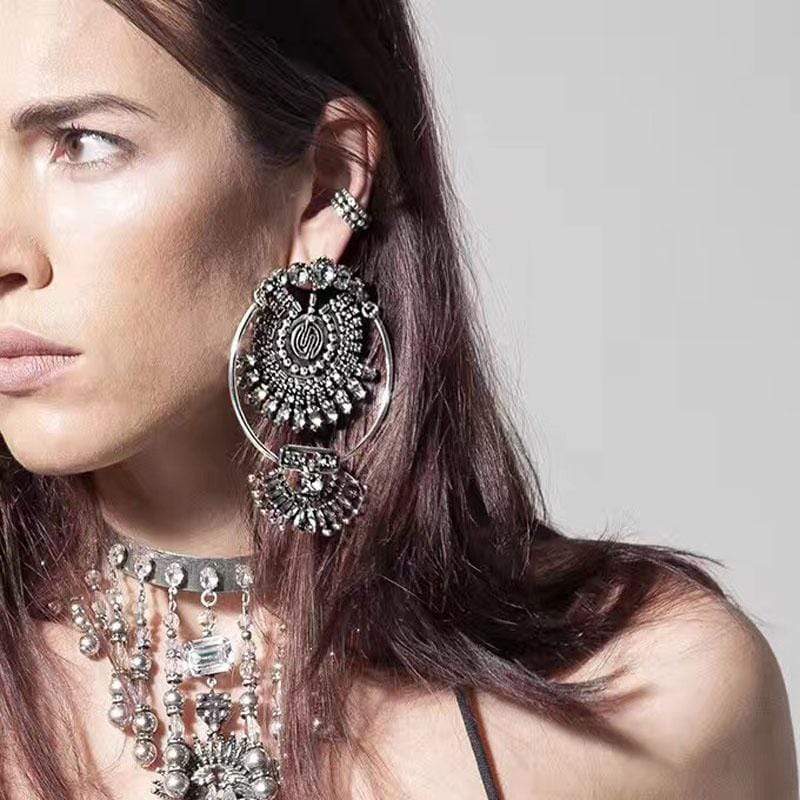 Boho Rhinestone Water Drop Earrings – Large Teardrop Dangle in