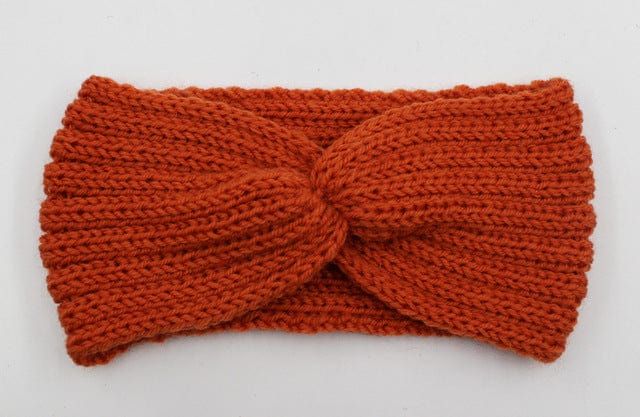 Boho Beach Hut Headbands, Head Warmers Knit Headband Knot Cross Blood Orange / One Size