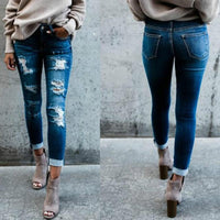 Boho Beach Hut Jeans, Pants, Denim Jeans, Skinny Jeans, Distressed Jeans Blue / S Boho High Waist Holey Skinny Jeans
