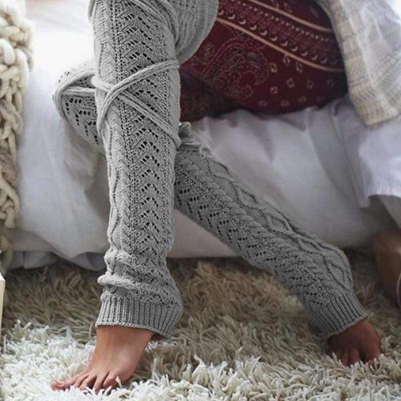 Generic Womens Cable Knit Leg Warmers Knitted Crochet Long Socks - Khaki  Khaki @ Best Price Online