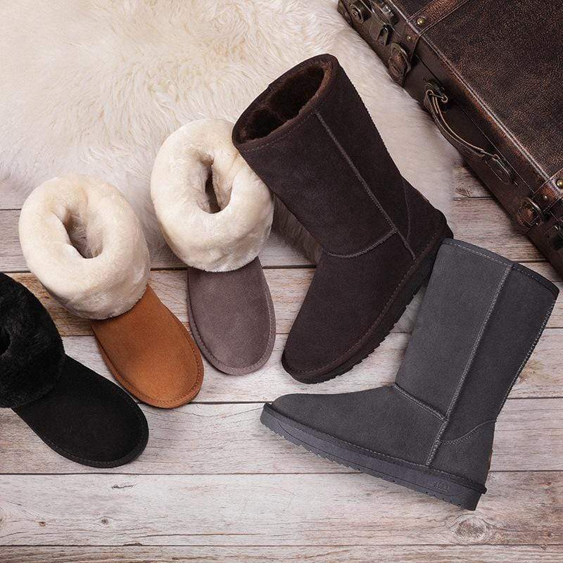 Women Ankle Boots Mid Calf Winter Booties Dress Ladies Faux Fur