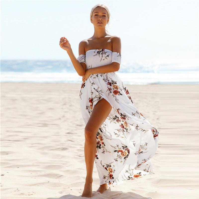Psykologisk scene dyb Boho Long Summer Sundress - Off Shoulder White Maxi Dress – Boho Beach Hut
