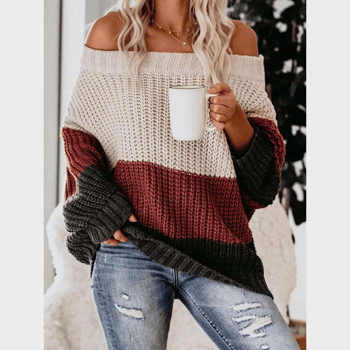 Boho Beach Hut Pullovers, Sweater, Knit Sweater, Boho Sweater Large Striped Bohemian Sweater