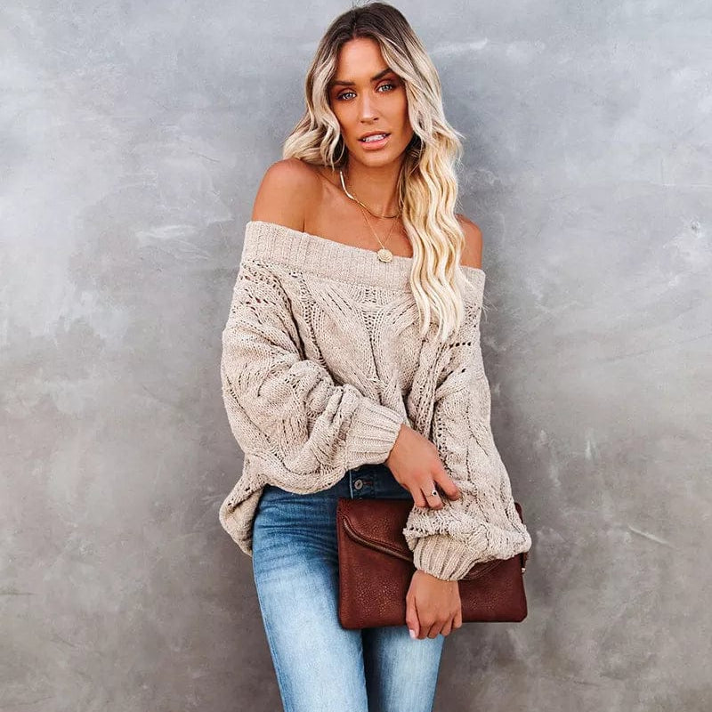 Boho Beach Hut Pullovers, Sweater, Knit Sweater, Boho Sweater Sexy Off Shoulder Sweater