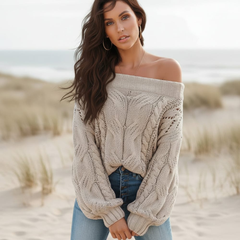 Women's Off Shoulder Sweater Knit Jumper Long Sleeve...