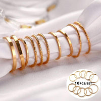 Boho Beach Hut Rings, Ring Set Gold Knuckle Ring Set Gold / 4-8