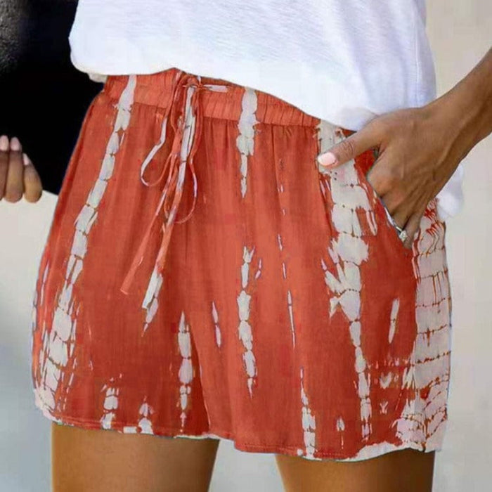Boho Beach Hut Shorts Boho Casual Beach Shorts Orange / S