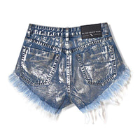Boho Beach Hut Shorts, Daisy Dukes, Low Rise Shorts Boyfriend Style Denim Shorts with Rivets