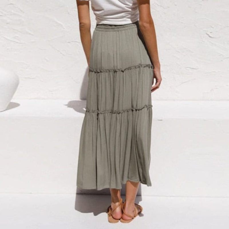Boho Beach Hut Skirt, maxi skirt Bohemian Ruffle Maxi Skirt