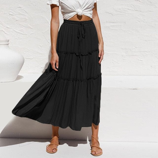 Beach maxi skirt black best sale