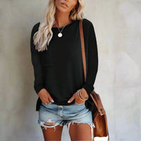 Boho Beach Hut T-Shirts, Long Sleeve Shirt, Plus size long sleeve Black / S Casual Long Sleeve Shirt with Pocket