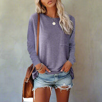 Boho Beach Hut T-Shirts, Long Sleeve Shirt, Plus size long sleeve Casual Long Sleeve Shirt with Pocket Purple / M