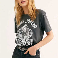 Boho Beach Hut T-Shirts, Short Sleeve Shirt, Printed Top Vintage Rock Graphic Tee Black / S