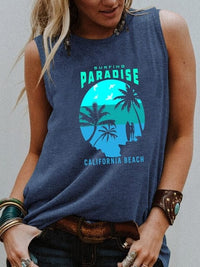 Boho Beach Hut Tank Tops, Plus Size, Sleeveless Blue / S Surfing Vintage Graphic Tank Top
