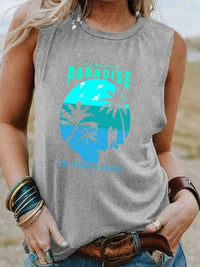 Boho Beach Hut Tank Tops, Plus Size, Sleeveless Gray / S Surfing Vintage Graphic Tank Top