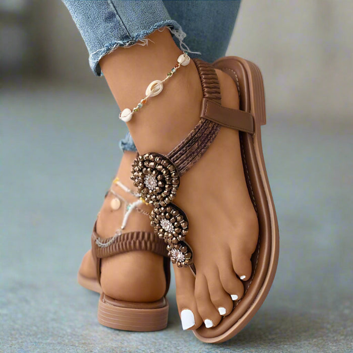 Boho Beach Hut Women's Footwear, flip flops, summer sandals, sandals, flat shoes, beach shoes Bohemian Flat Sandals