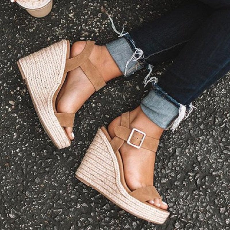 Boho Style Platform Wedges Brown 5 at Boho Beach Hut