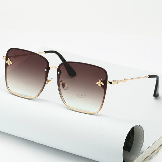 ★HANGLE EYEWEAR★ Waterdrop Square Sunglasses Ivory Brown Aviator Ginel Brown Glasses deals -Zeelool Glasses