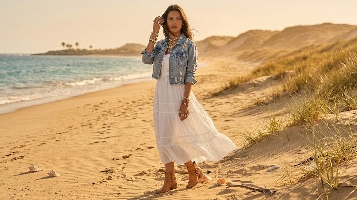 Boho winter outfit featuring cozy denim layers and relaxed bohemian clothing
