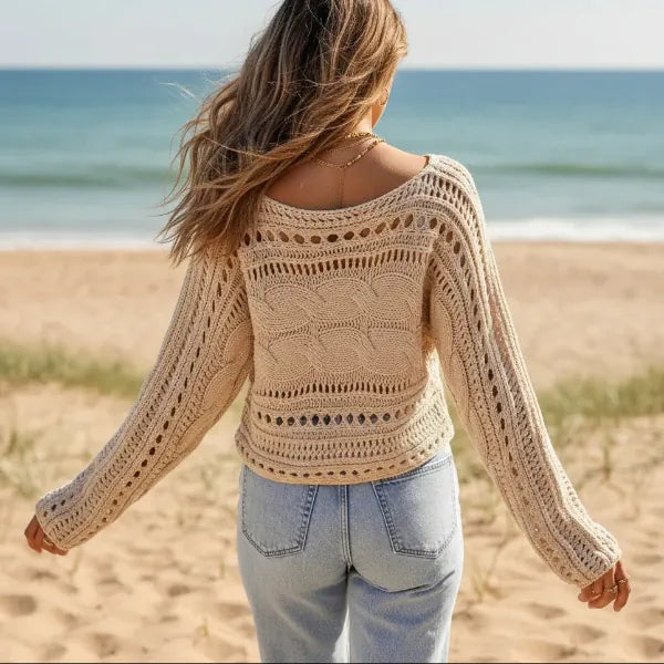 Boho Beach Hut Boho Open Knit Crochet Sweater