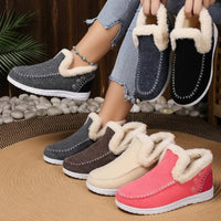 Boho Beach Hut Ankle Boots, Fur Boots, Winter Boots Winter Faux Fur Lined Casual Ankle Boots