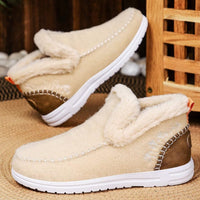 Boho Beach Hut Ankle Boots, Fur Boots, Winter Boots Winter Faux Fur Lined Casual Ankle Boots Beige / 6