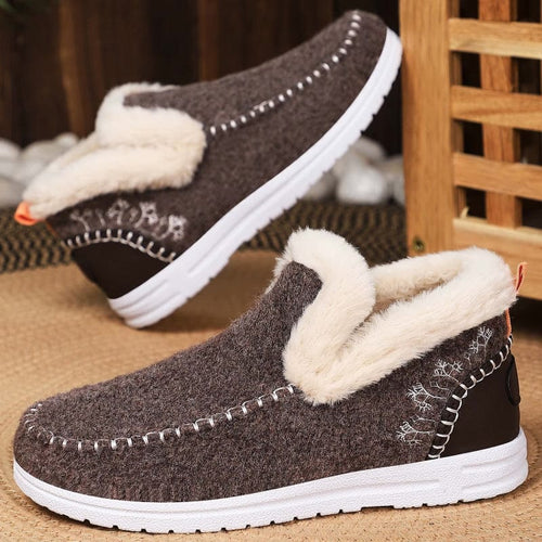 Boho Beach Hut Ankle Boots, Fur Boots, Winter Boots Winter Faux Fur Lined Casual Ankle Boots Brown / 6