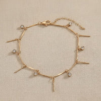 Boho Beach Hut Anklets, Ankle Jewelry, Beach Jewelry Gold Rhinestone Bar Beach Anklet Gold / One Size