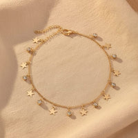 Boho Beach Hut Anklets, Ankle Jewelry, Beach Jewelry Gold Star Rhinestone Boho Anklet Gold / One Size