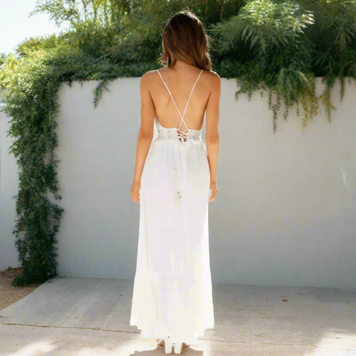 Boho Beach Hut Beach Dress, Summer Dress, Chic Dress, Midi Maxi Dress, Sleeveless Dress, White Dress White Summer Dress