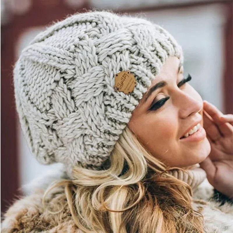 Boho Beach Hut Beanie, Knit Beanie Knit Beanie Gray / One Size