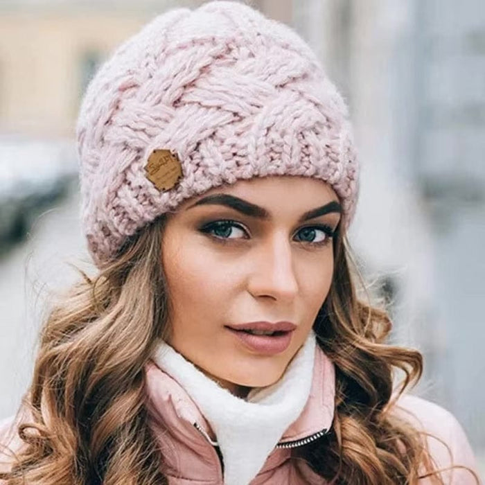 Boho Beach Hut Beanie, Knit Beanie Knit Beanie Pink / One Size