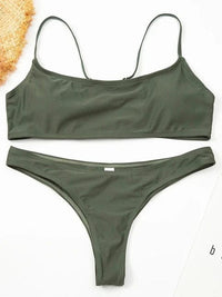 Boho Beach Hut Bikinis Set, Swimwear, Swimsuit, Bikini Army Green / S Sexy Sports Bra Push Up Bikini Set