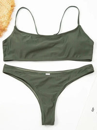 Boho Beach Hut Bikinis Set, Swimwear, Swimsuit, Bikini Sexy Sports Bra Push Up Bikini Set Army Green / S