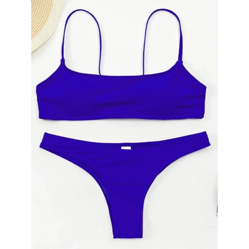 Boho Beach Hut Bikinis Set, Swimwear, Swimsuit, Bikini Sexy Sports Bra Push Up Bikini Set Blue / S