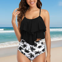 Boho Beach Hut Bikinis, Swimwear, Swimsuit Sexy Floral Ruffle Bikini Set White / S
