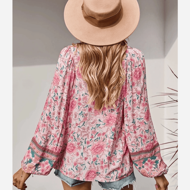 Boho Beach Hut Blouses & Shirts Boho Chic Floral Blouse