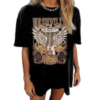Boho Beach Hut Blouses & Shirts Country Music Nashville Print Shirt Black / S