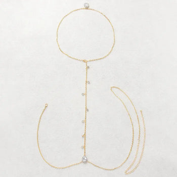 Boho Beach Hut Body Jewelry, Necklace Cross Bra Chain, Body Chain Gold Rhinestone Tassel Body Chain Gold / One Size