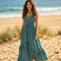 Boho Beach Hut Boho Maxi Dress, Beach Dress, Summer Dress, Maxi Dress, Long Dress Boho Summer Beach Maxi Dress Blue / S