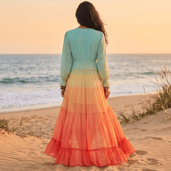 Boho Beach Hut Boho Maxi Dress, Summer Dress, Maxi Dress, Long Dress Bohemian Rainbow Tiered Maxi Dress