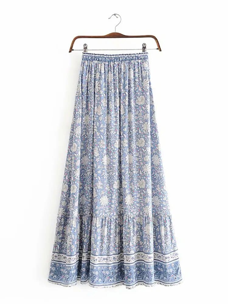 Boho Beach Hut Boho Skirt, Maxi Skirt Boho Floral Print Maxi Skirt